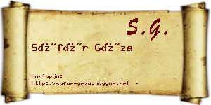 Sáfár Géza névjegykártya